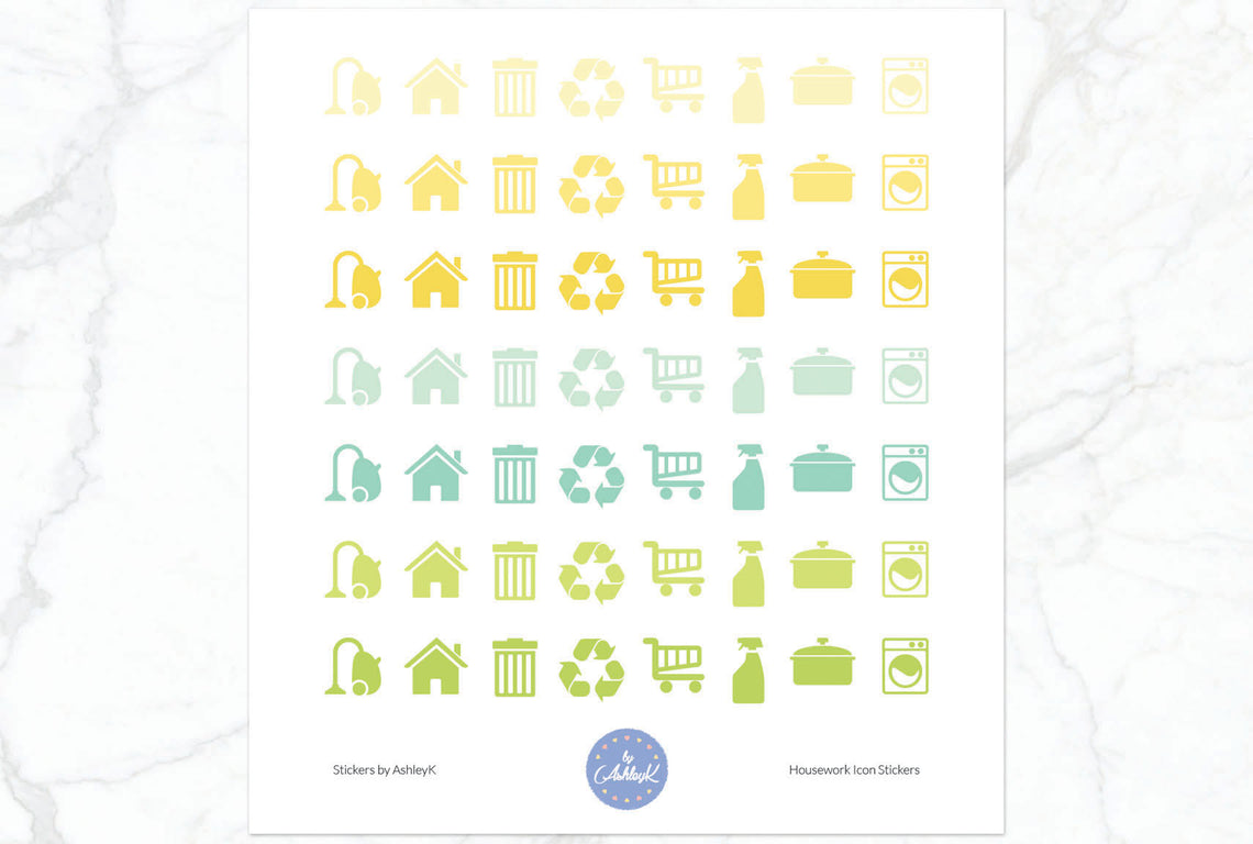 Housework Icon Stickers - Lemon&Lime