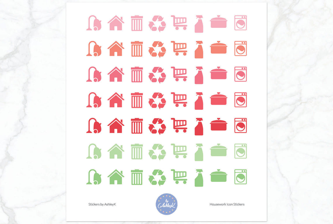 Housework Icon Stickers - Strawberry