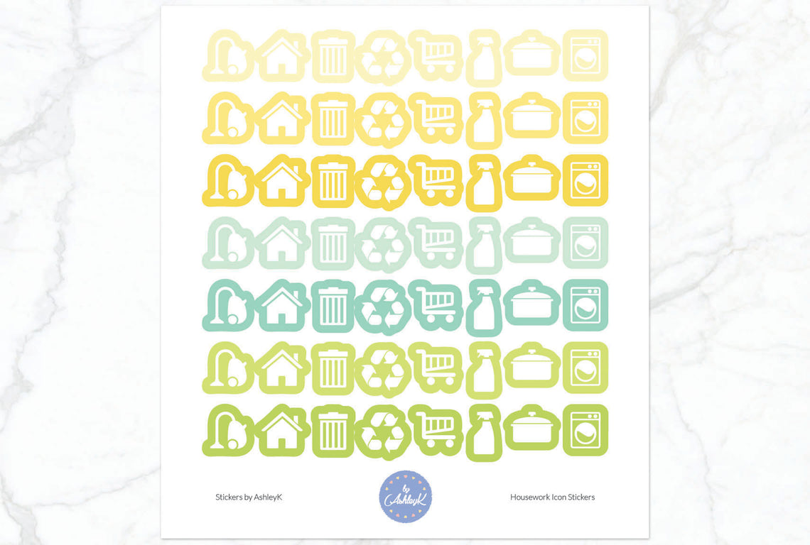 Housework Icon Stickers - Lemon&Lime