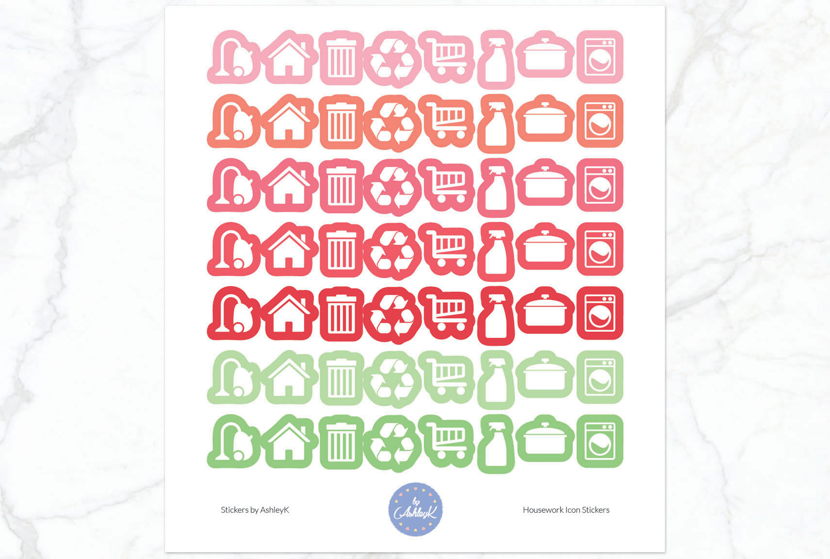 Housework Icon Stickers - Strawberry
