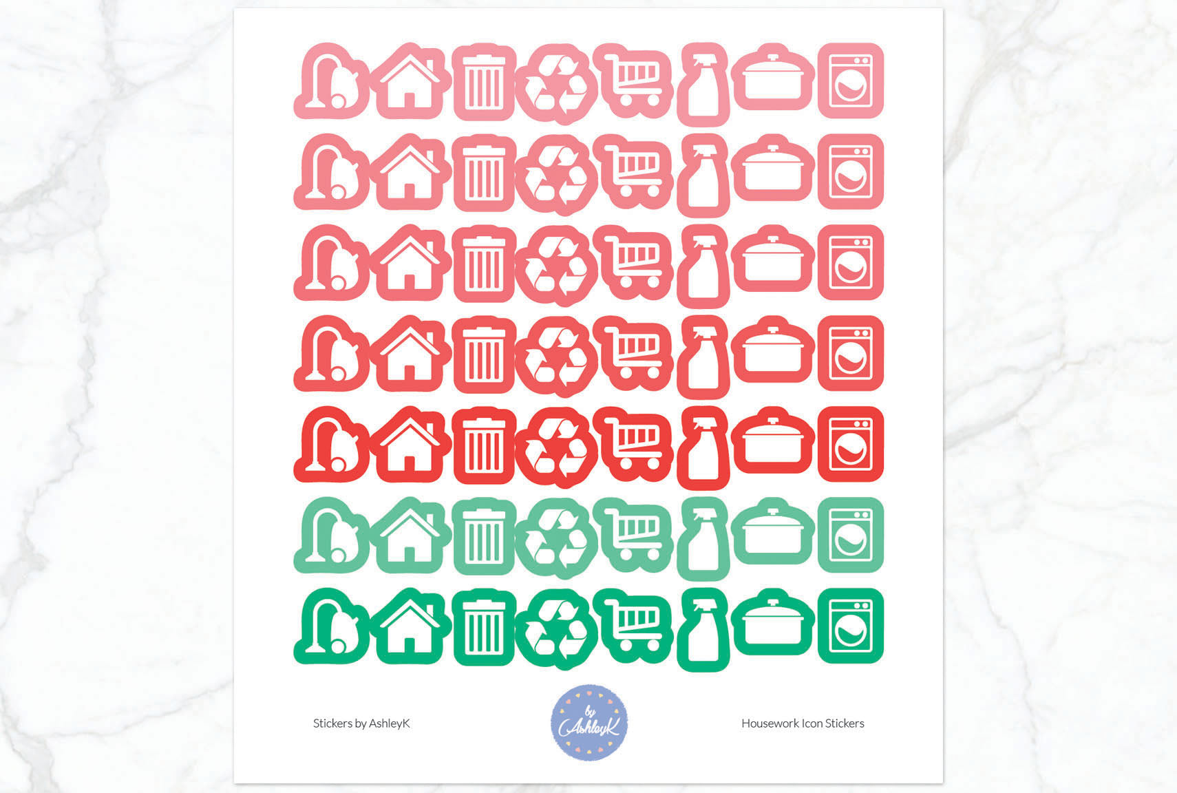 Housework Icon Stickers - Watermelon