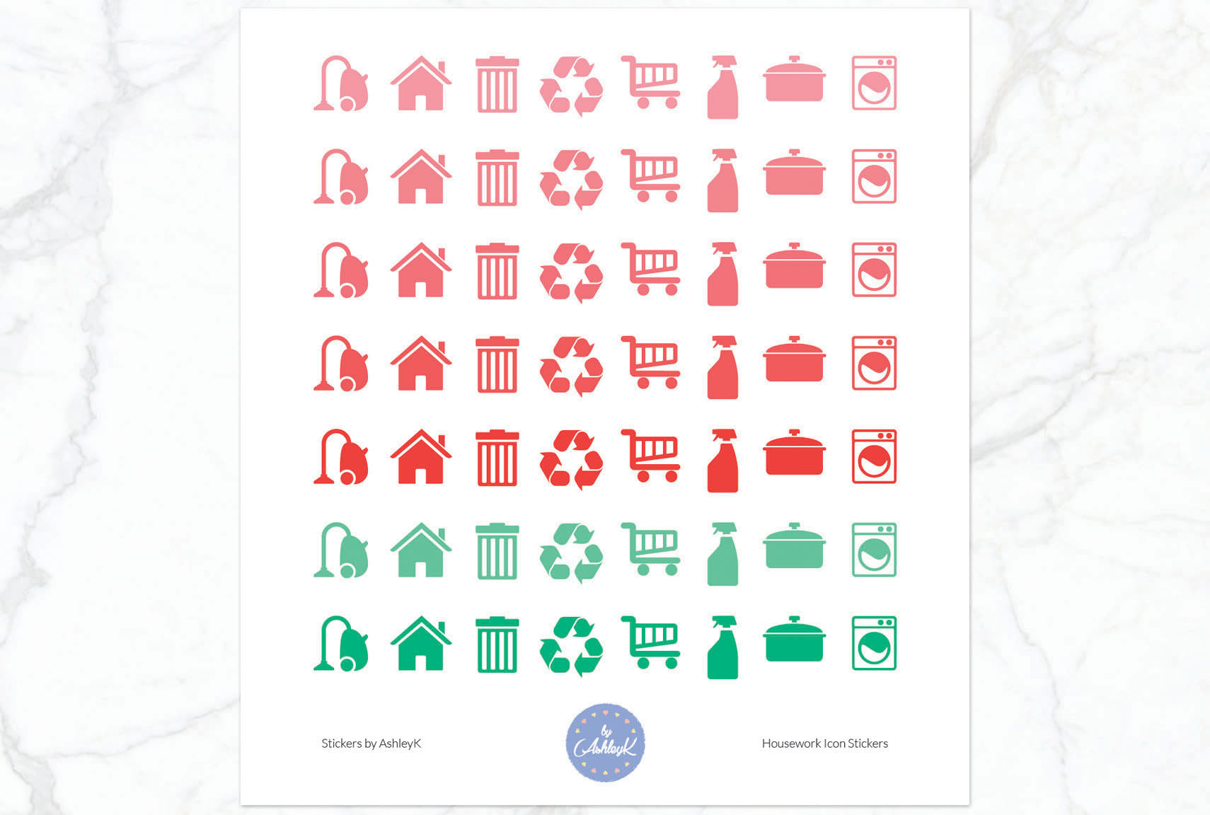 Housework Icon Stickers - Watermelon