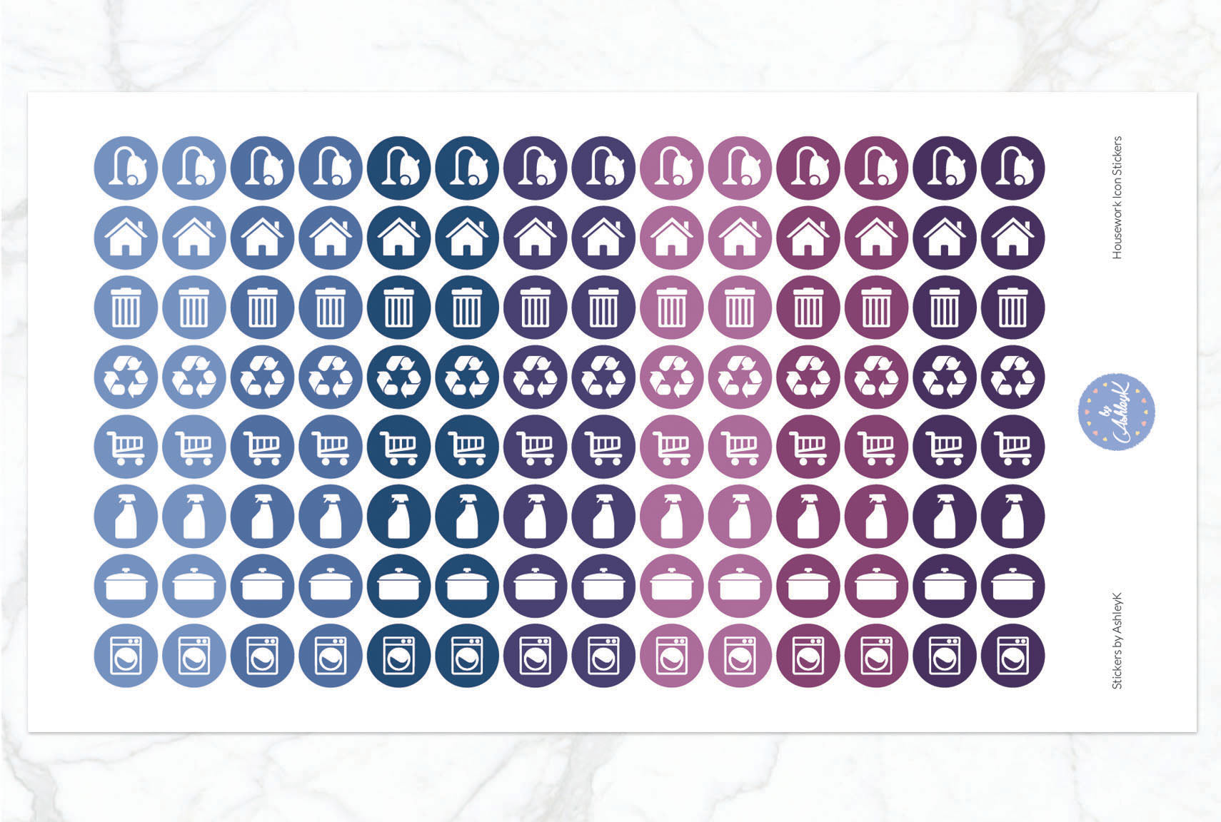 Housework Icon Stickers - Blueberry
