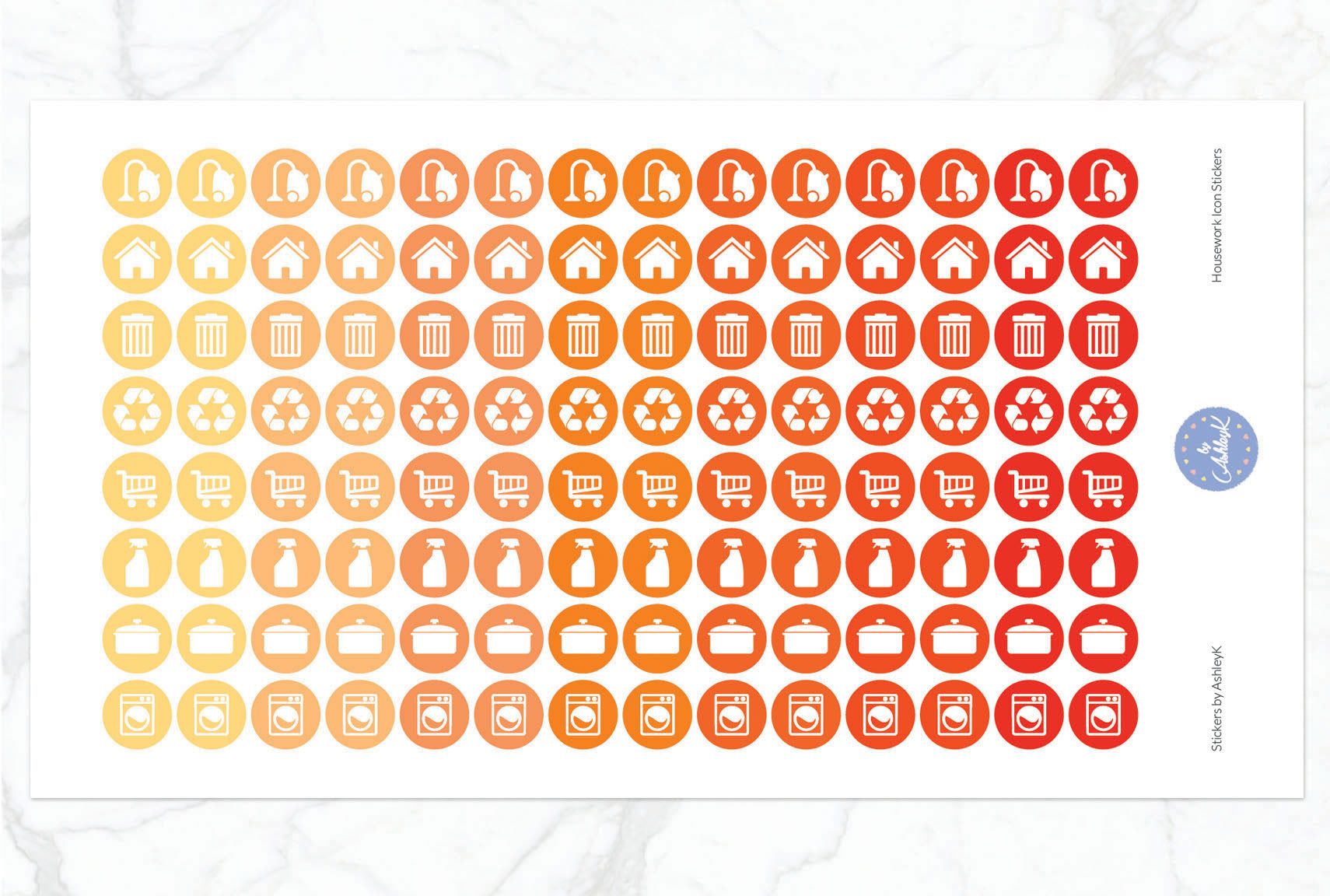 Housework Icon Stickers - Orange