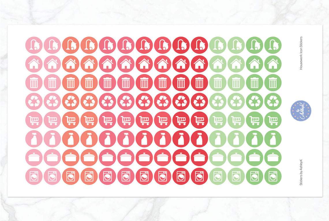 Housework Icon Stickers - Strawberry