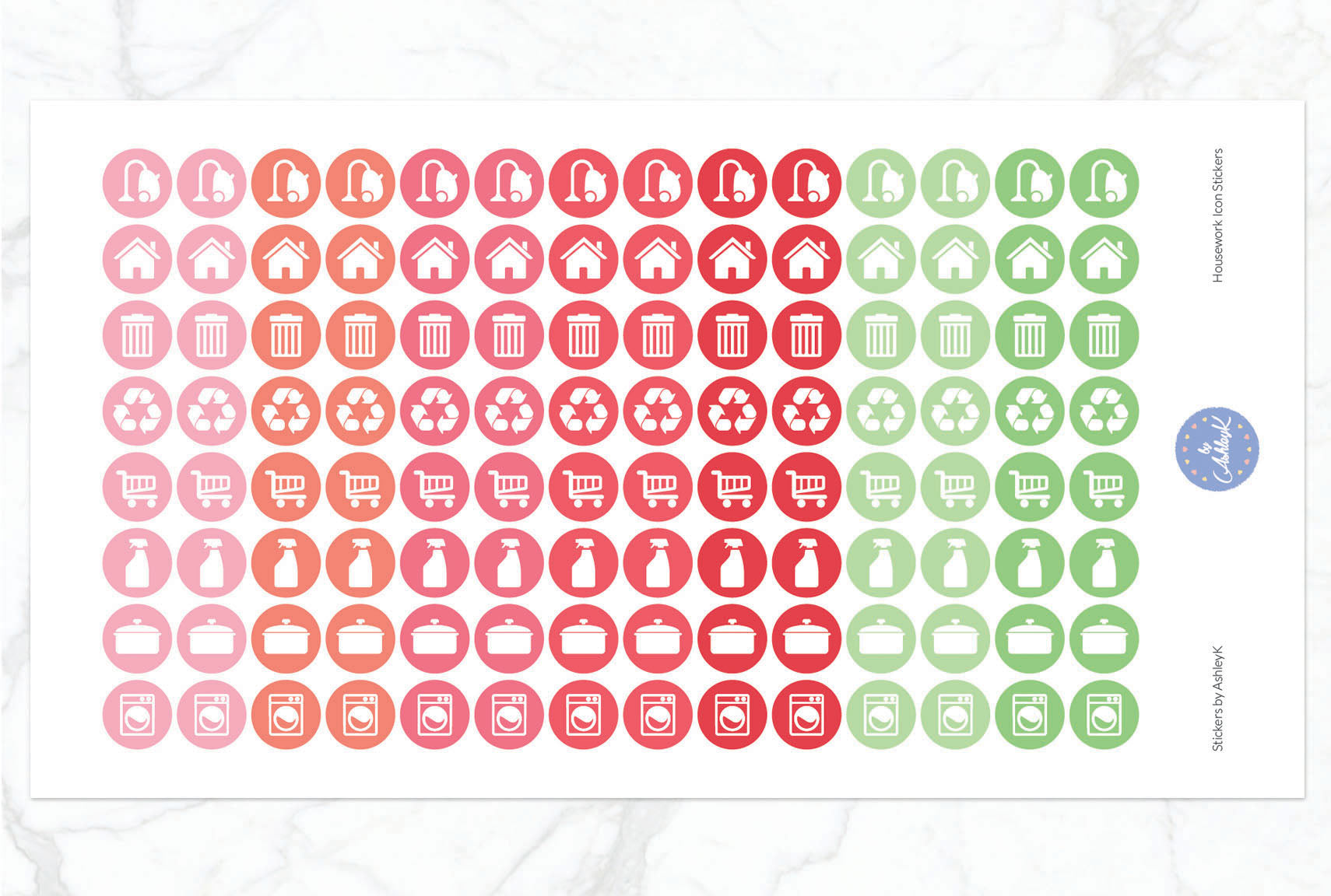 Housework Icon Stickers - Strawberry