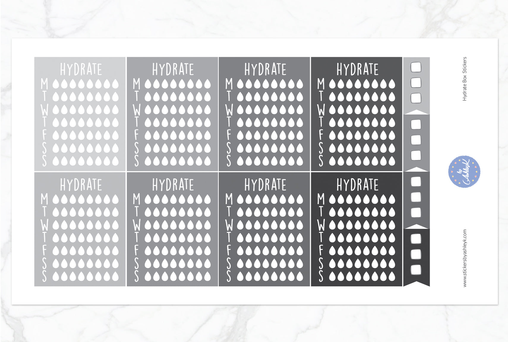 Hydrate Box Stickers - Monochrome