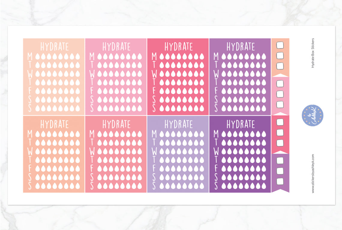 Hydrate Box Stickers - Raspberry