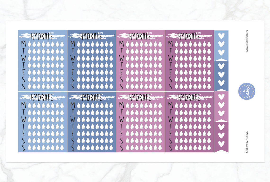 Weekly Hydrate Stickers - Blueberry