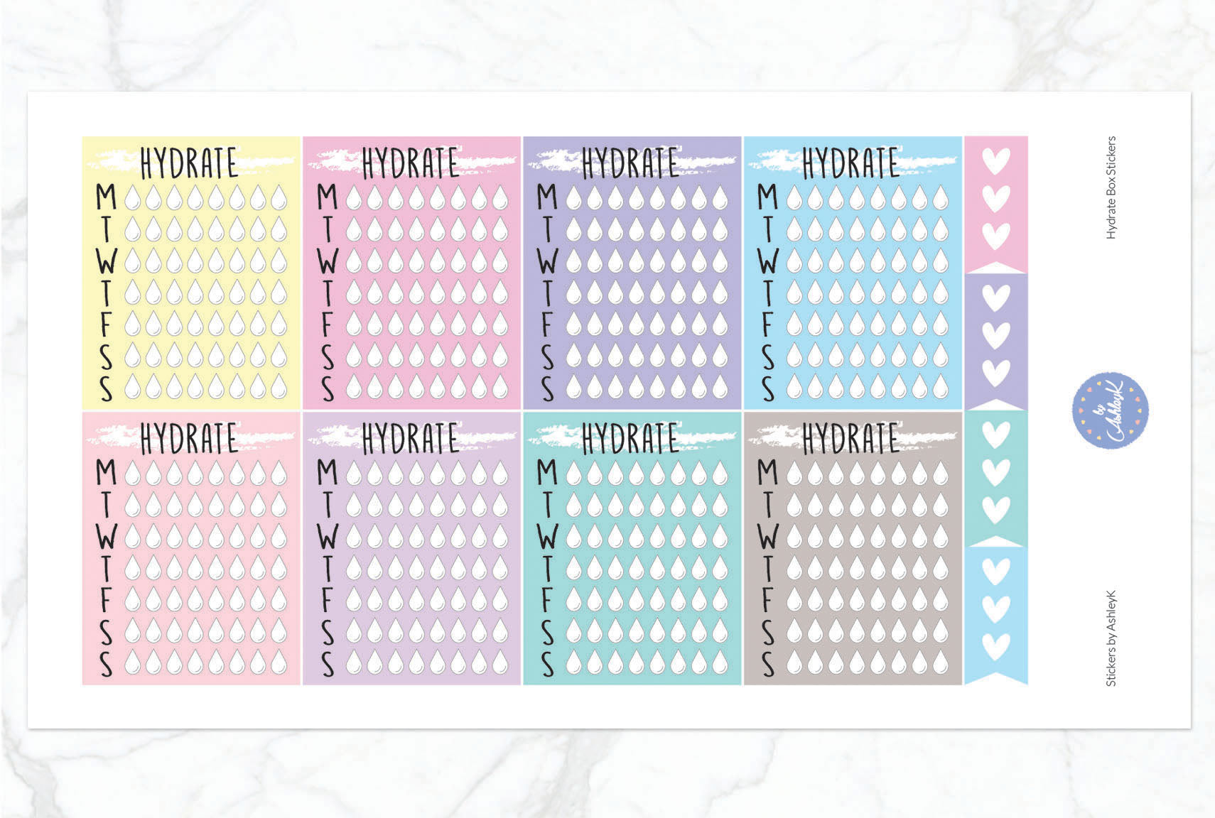 Weekly Hydrate Stickers - Pastel