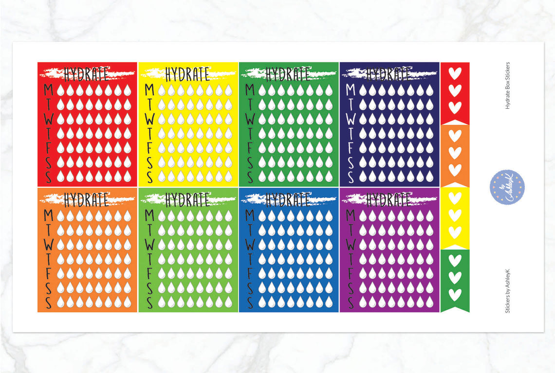 Weekly Hydrate Stickers - Rainbow