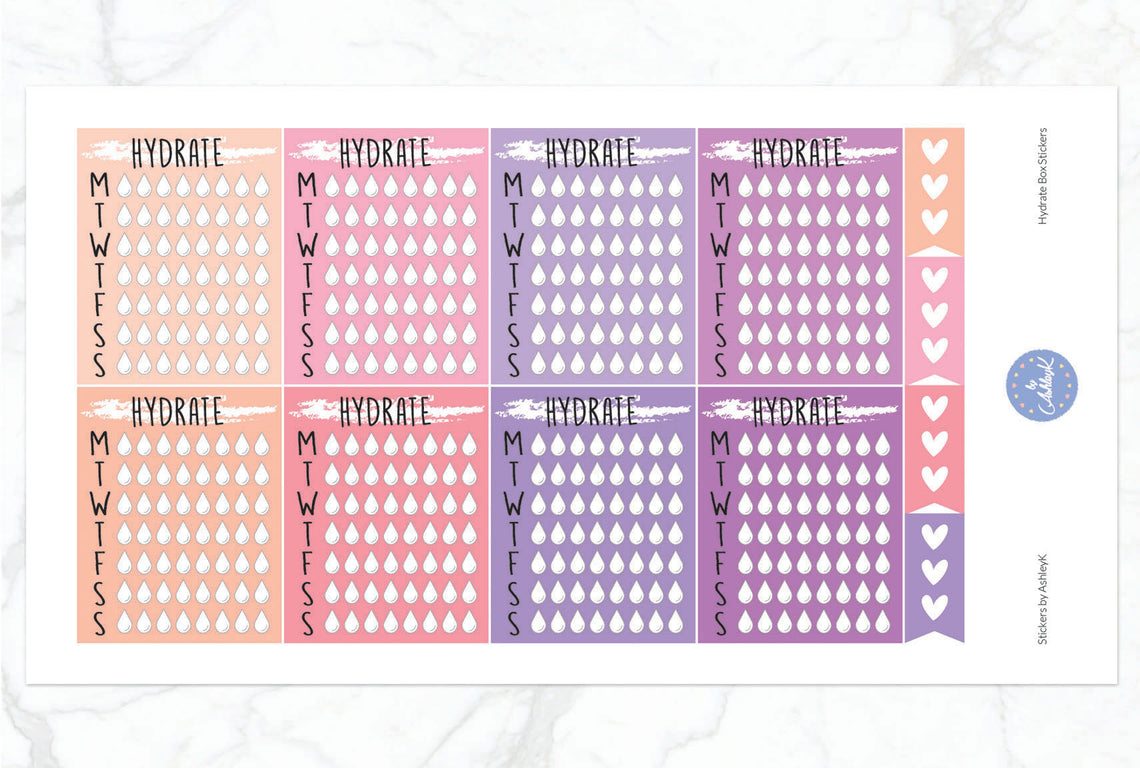 Weekly Hydrate Stickers - Raspberry