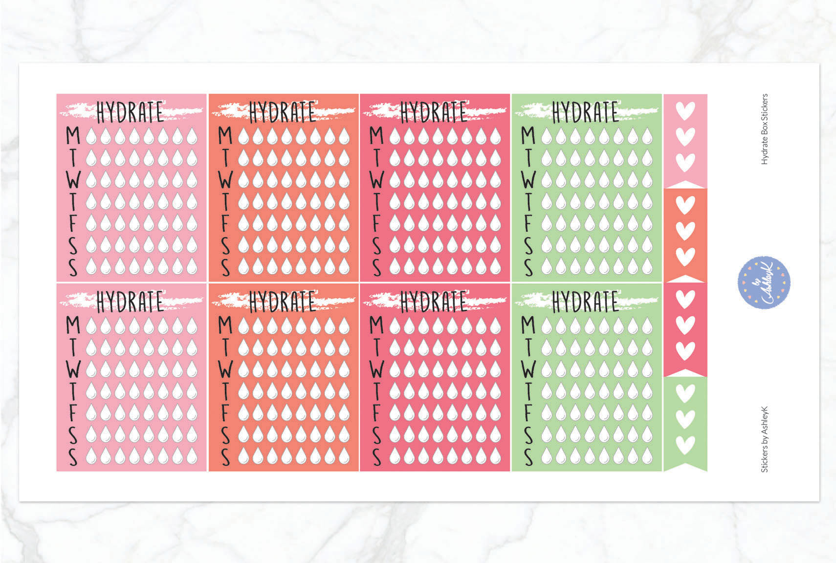 Weekly Hydrate Stickers - Strawberry