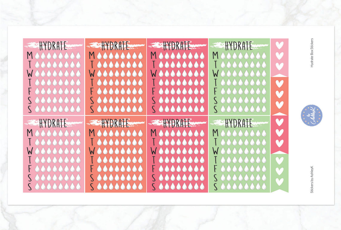 Weekly Hydrate Stickers - Strawberry