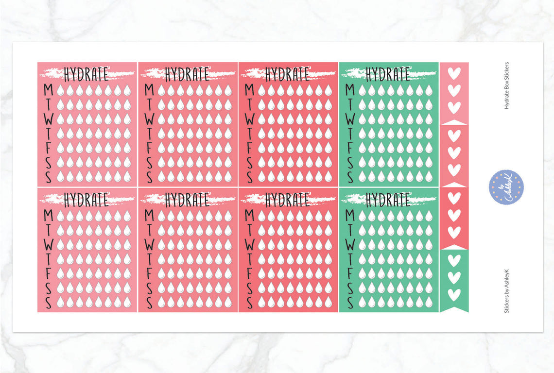 Weekly Hydrate Stickers - Watermelon