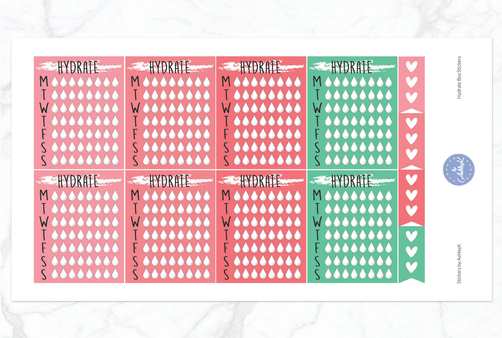 Weekly Hydrate Stickers - Watermelon