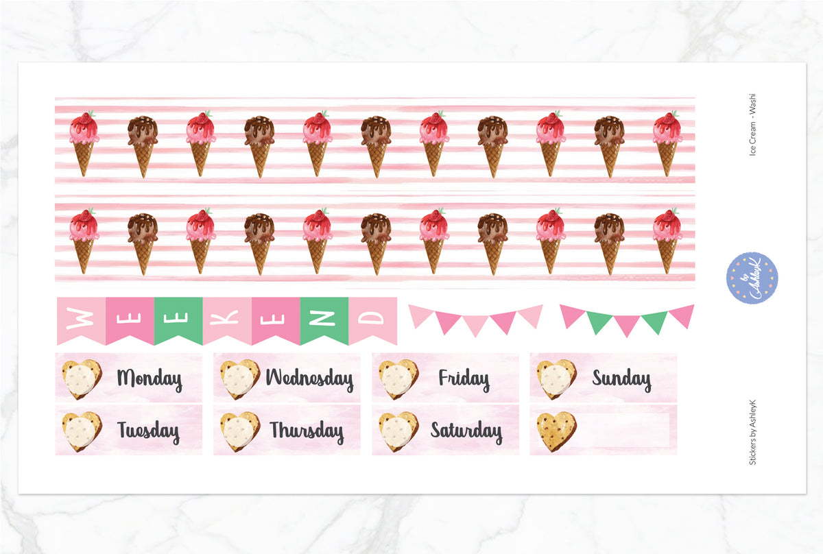 Ice Cream Weekly Kit - Erin Condren Horizontal Planner Stickers ...