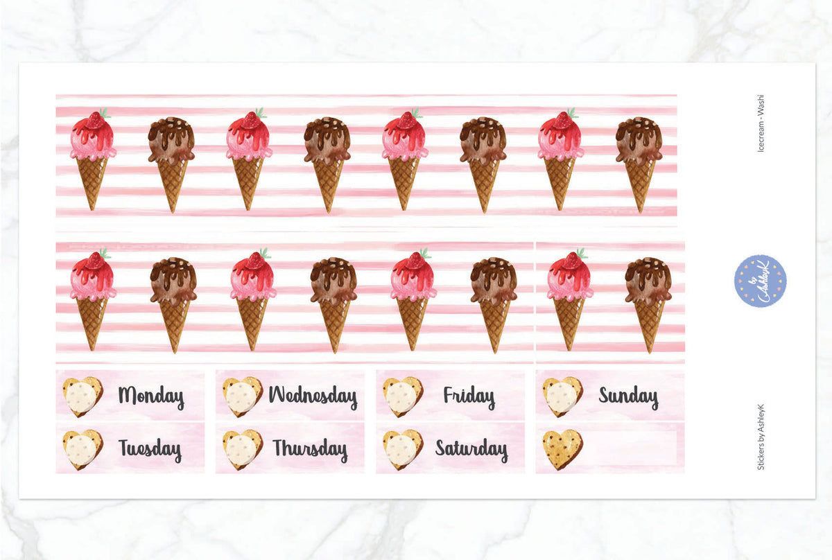 Ice Cream Weekly Kit - Erin Condren Planner Stickers – Stickers by AshleyK
