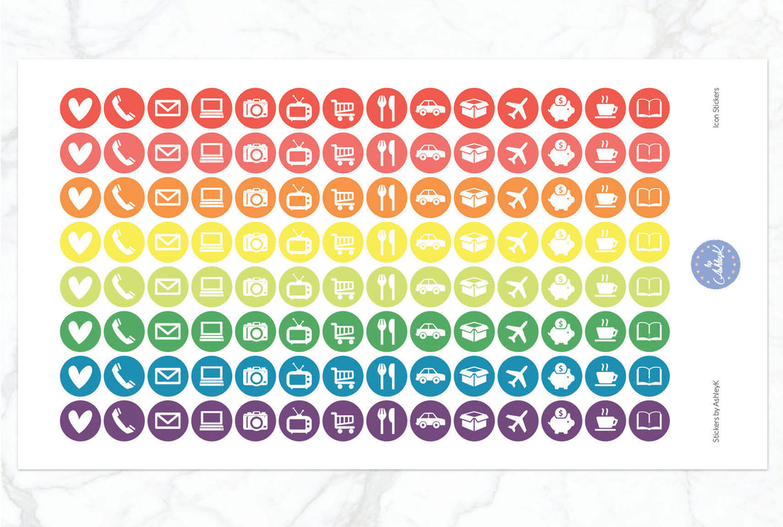 Icon Stickers - Pastel Rainbow