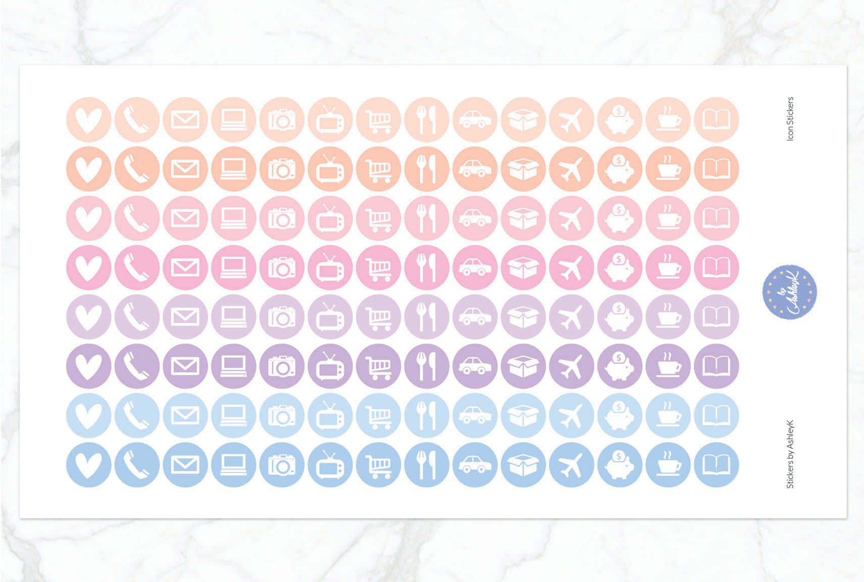 Icon Stickers - Pastel Sunset