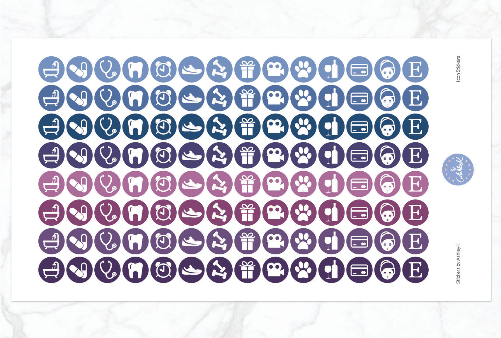 Daily Routine Icon Stickers - Blueberry