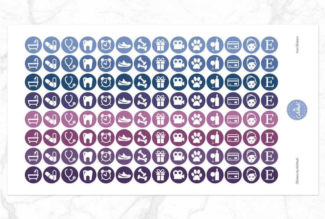 Daily Routine Icon Stickers - Blueberry