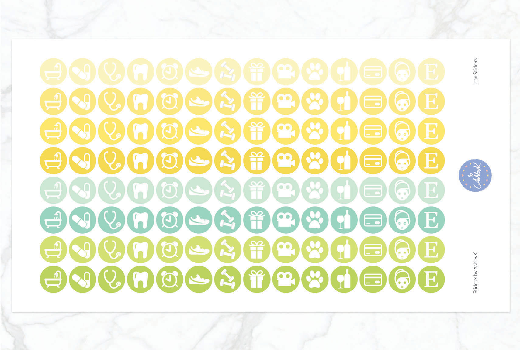 Daily Routine Icon Stickers - Lemon&Lime
