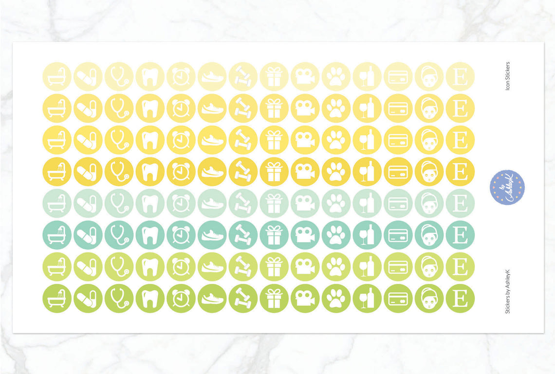 Daily Routine Icon Stickers - Lemon&Lime