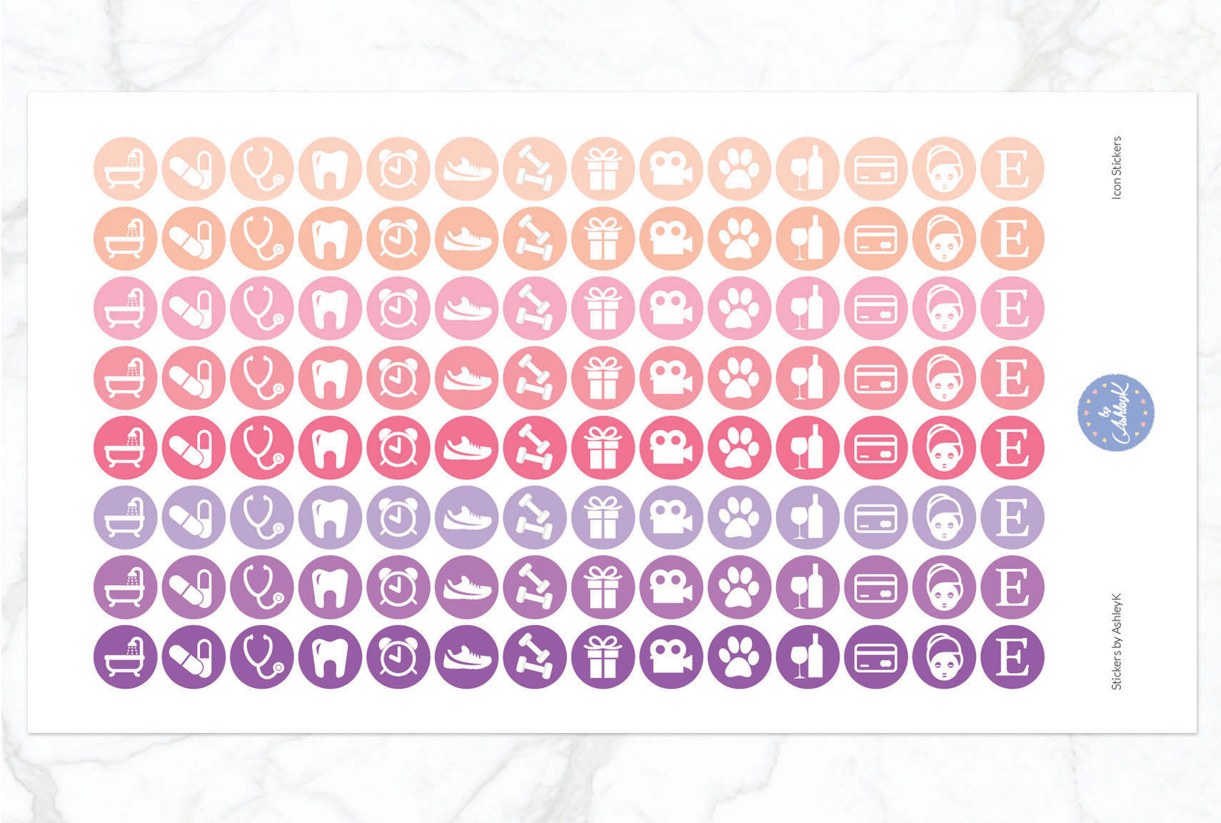 Daily Routine Icon Stickers - Raspberry