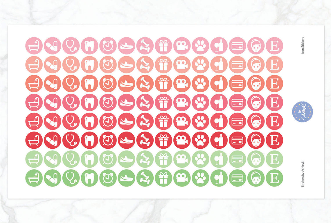 Daily Routine Icon Stickers - Strawberry
