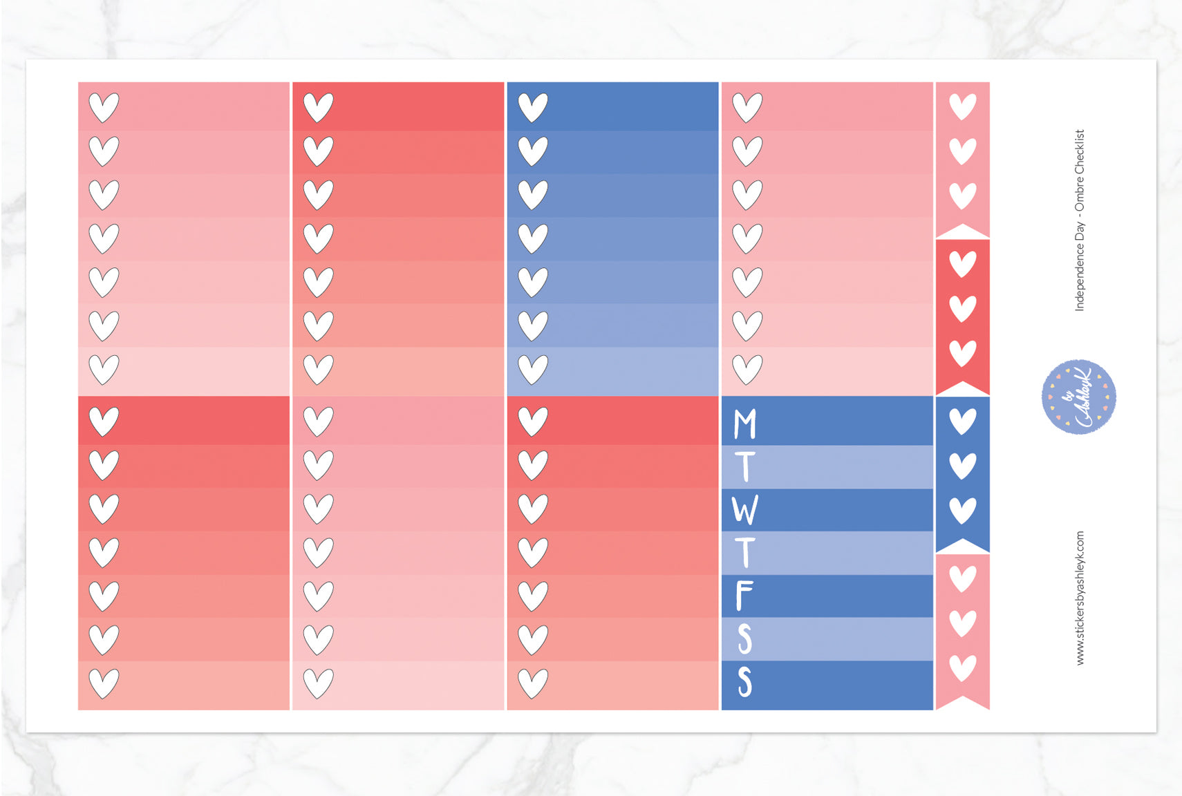 Independence Day Weekly Kit  - Ombre Checklist Sheet