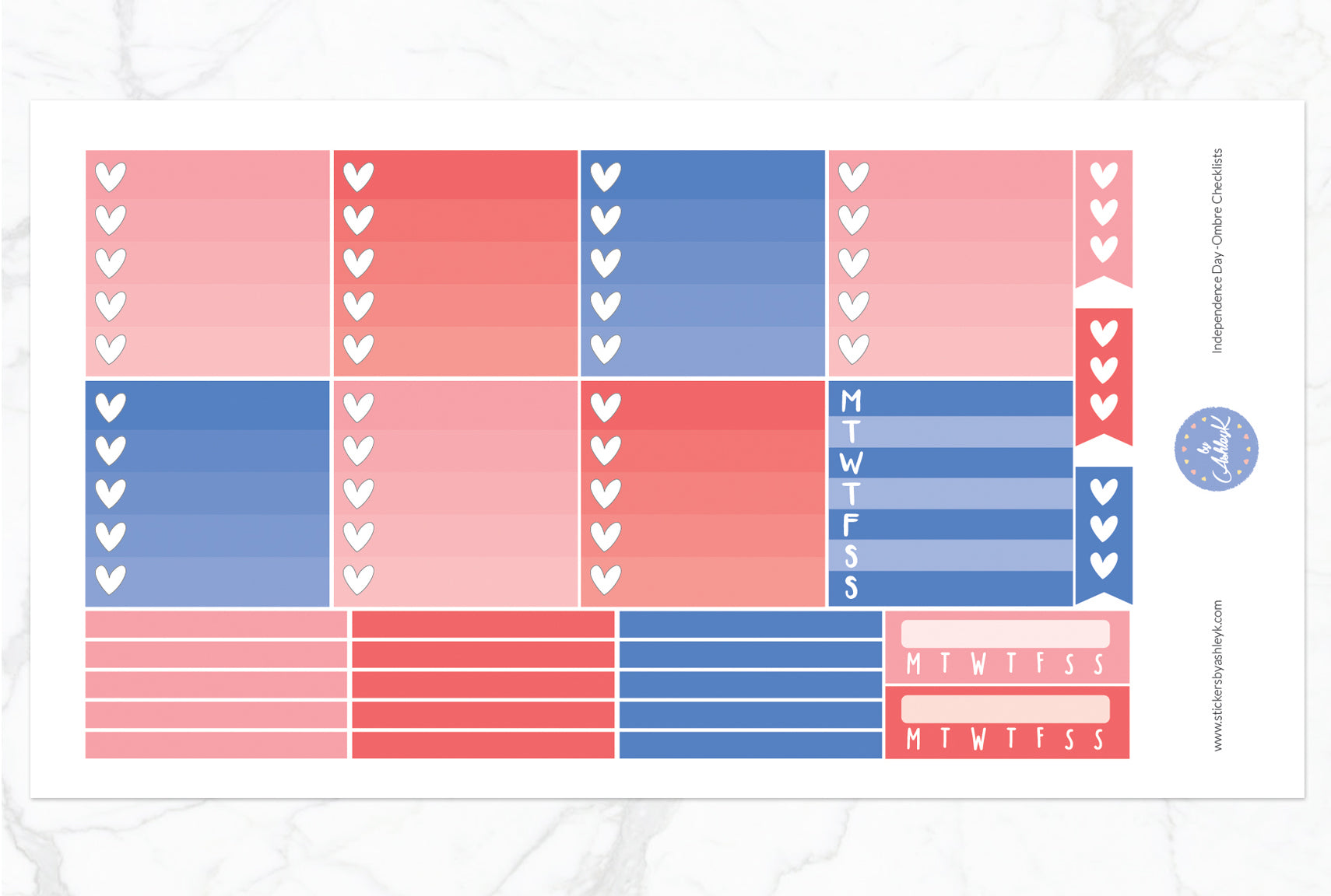 Independence Day Weekly Kit  - Ombre Checklist Sheet