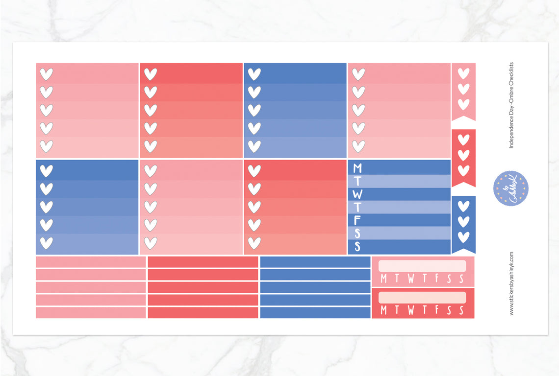 Independence Day Weekly Kit  - Ombre Checklist Sheet