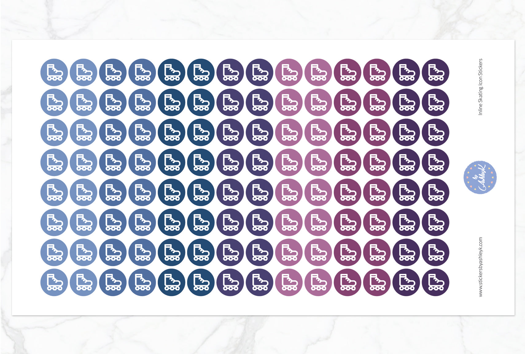 Inline Skating Icon Round Stickers - Blueberry