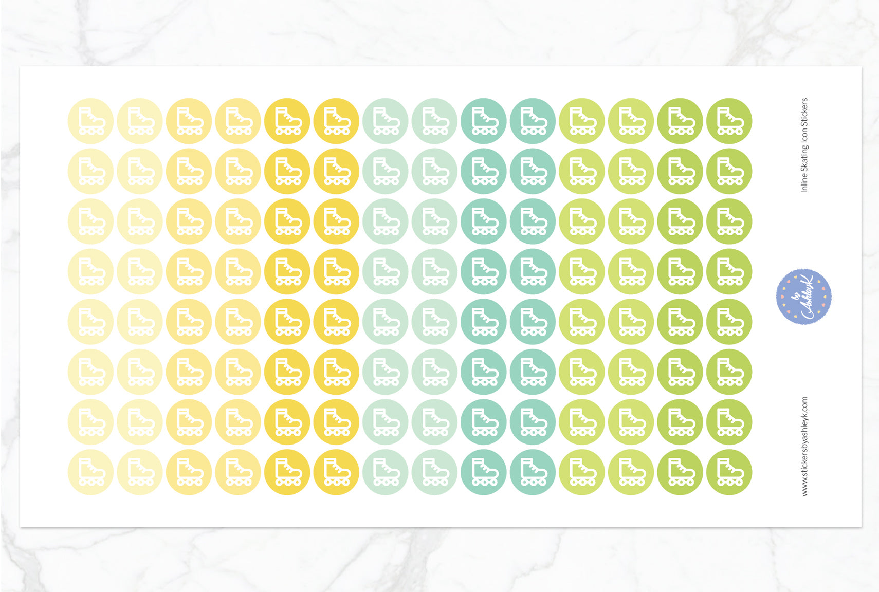 Inline Skating Icon Round Stickers - Lemon&Lime