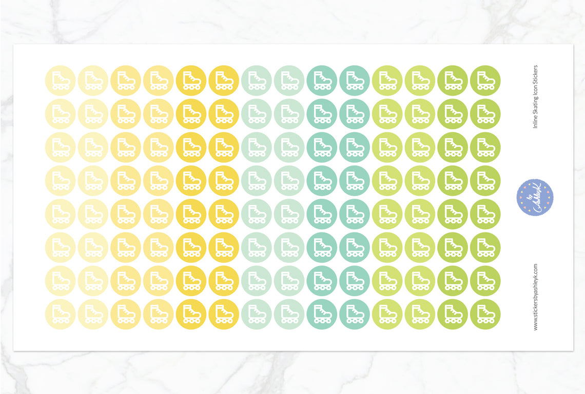 Inline Skating Icon Round Stickers - Lemon&Lime