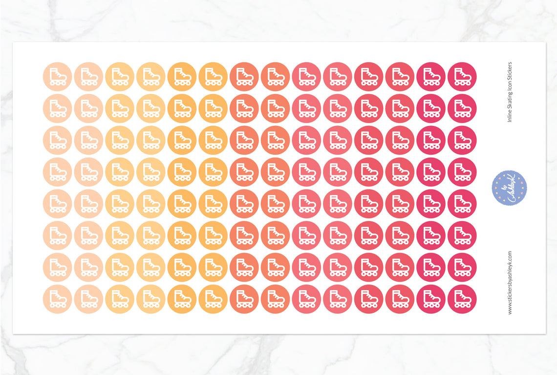 Inline Skating Icon Round Stickers - Peach