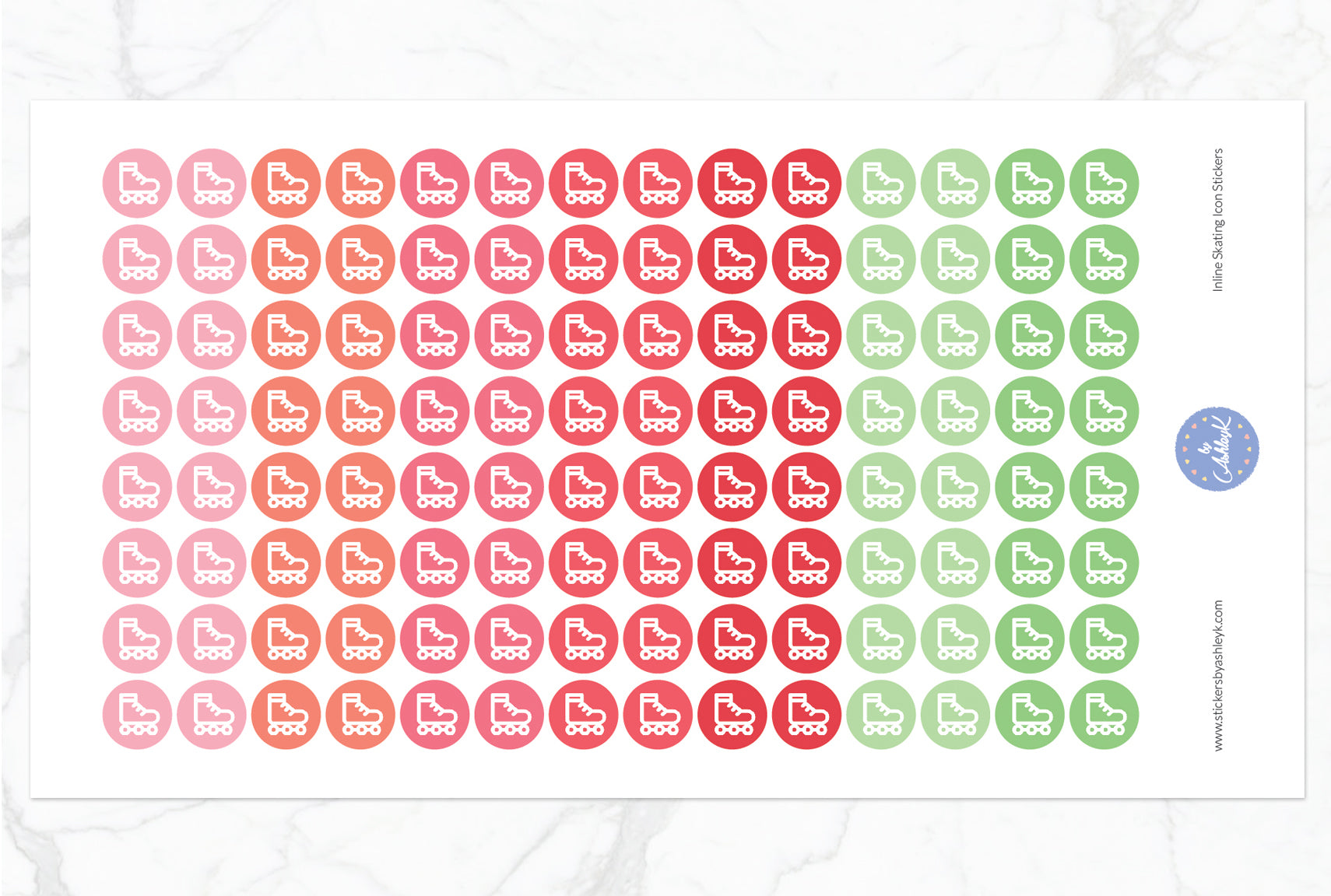 Inline Skating Icon Round Stickers - Strawberry