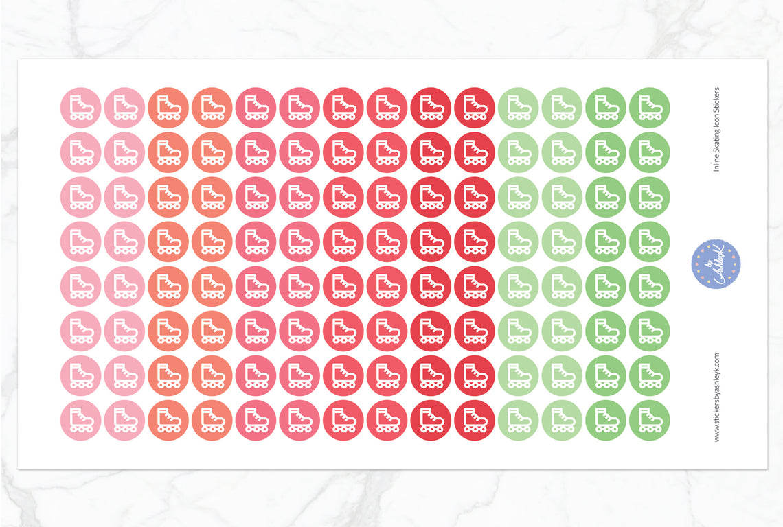 Inline Skating Icon Round Stickers - Strawberry