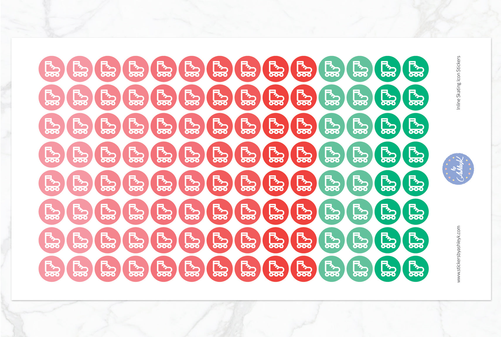 Inline Skating Icon Round Stickers - Watermelon