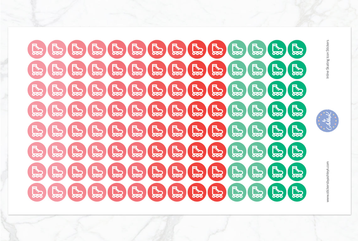 Inline Skating Icon Round Stickers - Watermelon