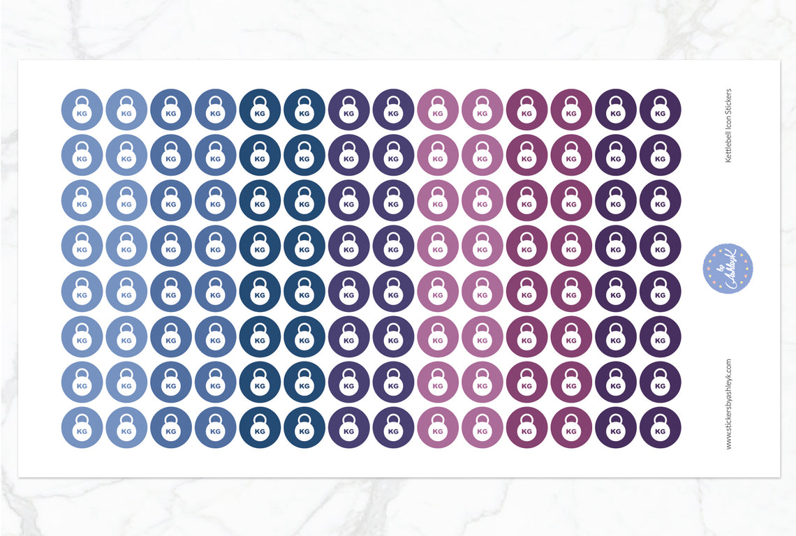 Kettlebell Icon Round Stickers - Blueberry