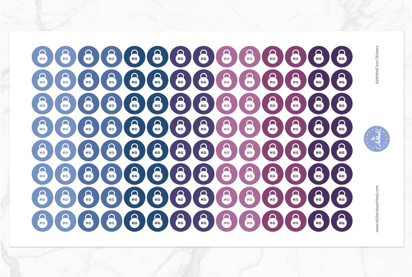 Kettlebell Icon Round Stickers - Blueberry