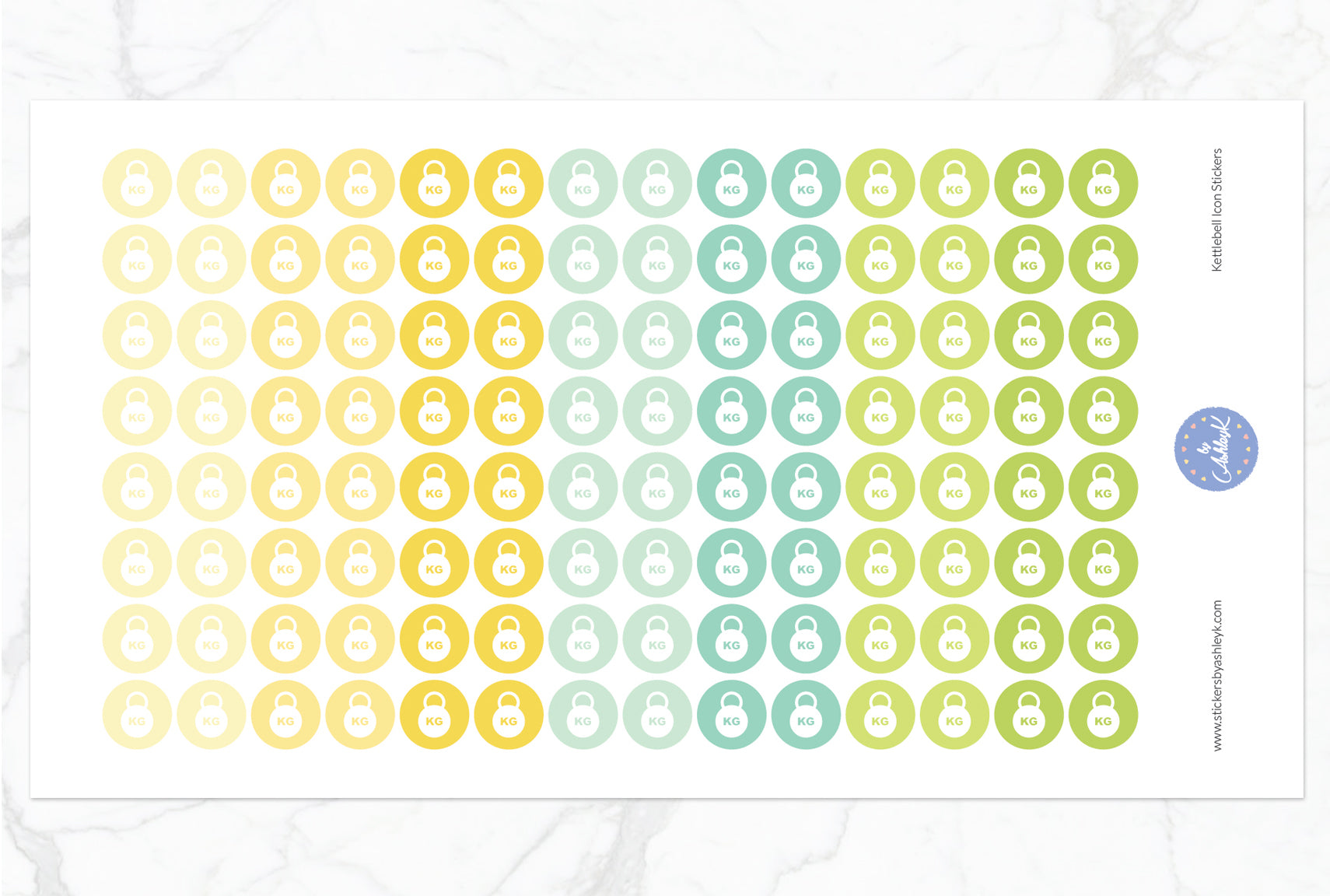 Kettlebell Icon Round Stickers - Lemon&Lime