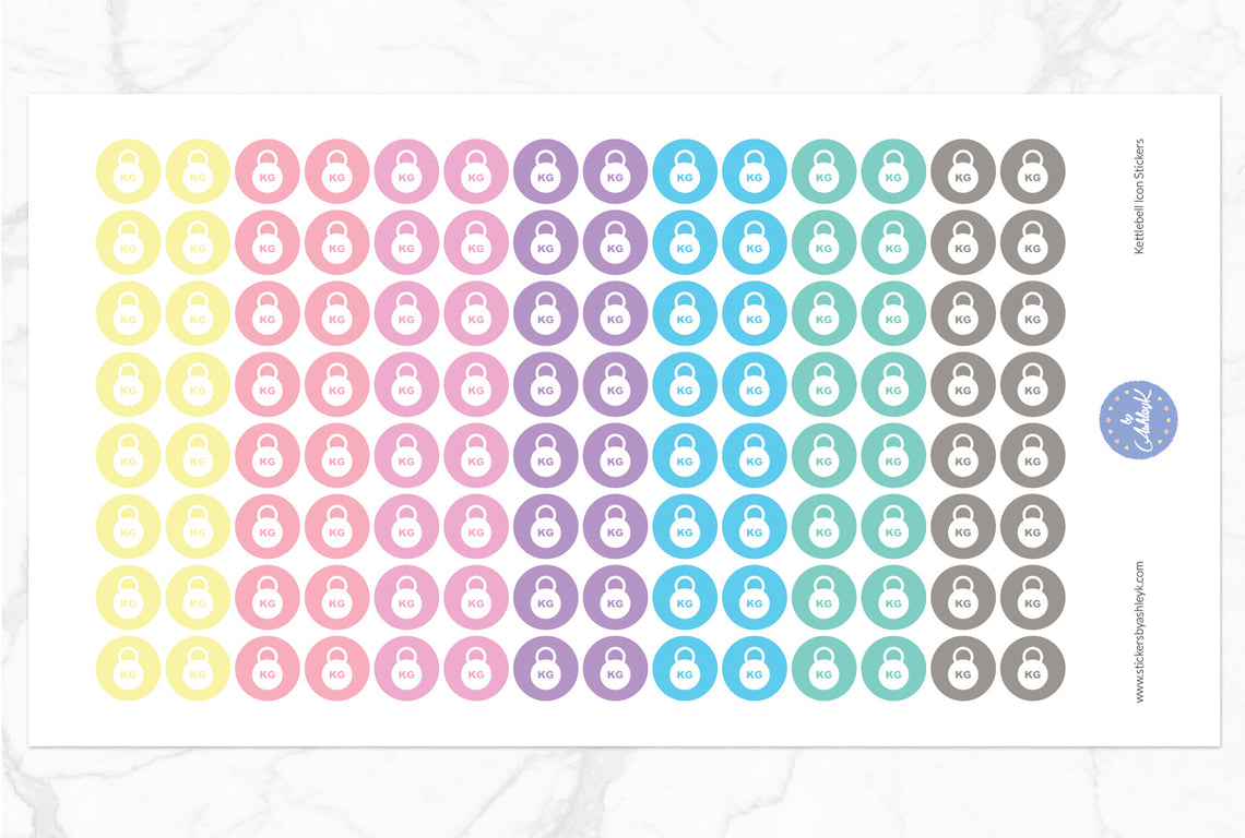 Kettlebell Icon Round Stickers - Pastel