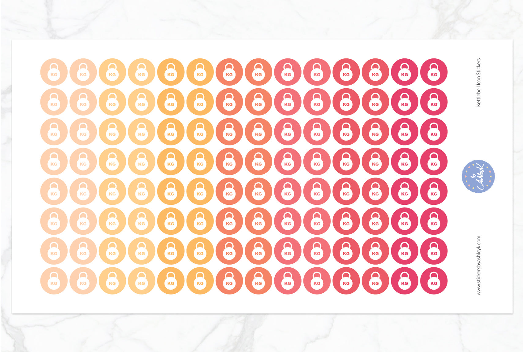 Kettlebell Icon Round Stickers - Peach