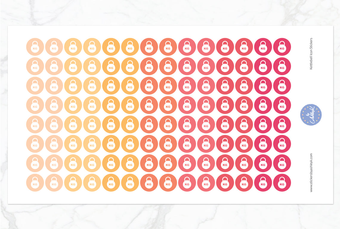 Kettlebell Icon Round Stickers - Peach
