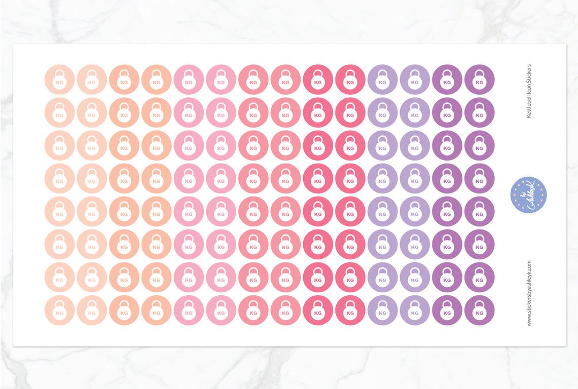 Kettlebell Icon Round Stickers - Raspberry