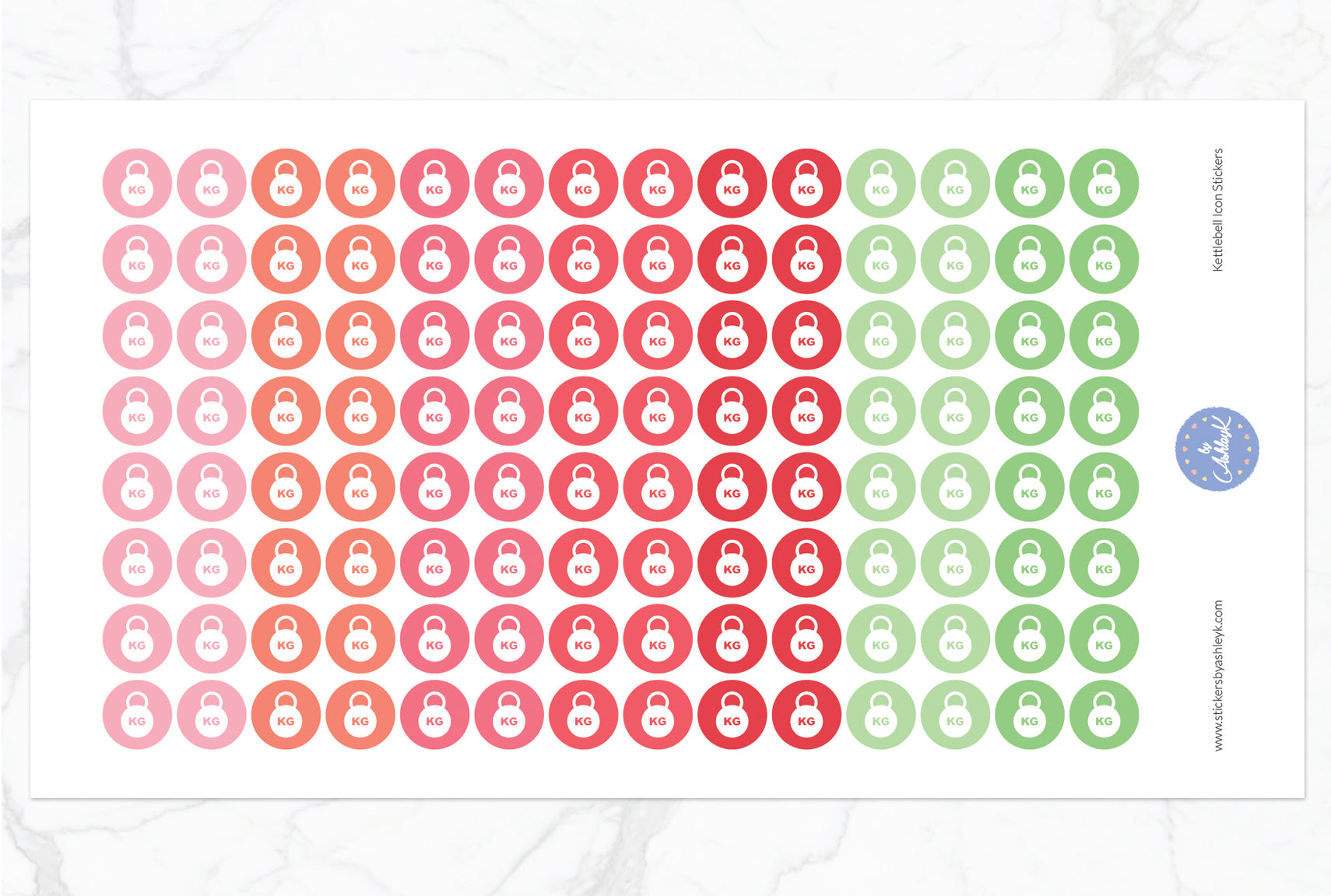 Kettlebell Icon Round Stickers - Strawberry