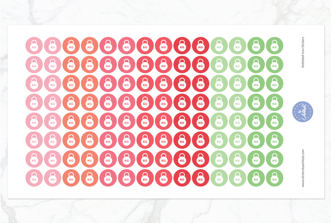 Kettlebell Icon Round Stickers - Strawberry